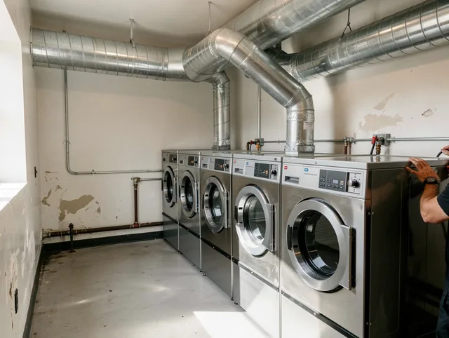 Lynwood Dryer Vent Cleaning team performing large-scale commercial dryer vent cleaning in Lynwood
