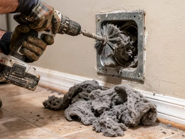 Certified Lynwood Dryer Vent Cleaning technician performing dryer vent cleaning in Lynwood
