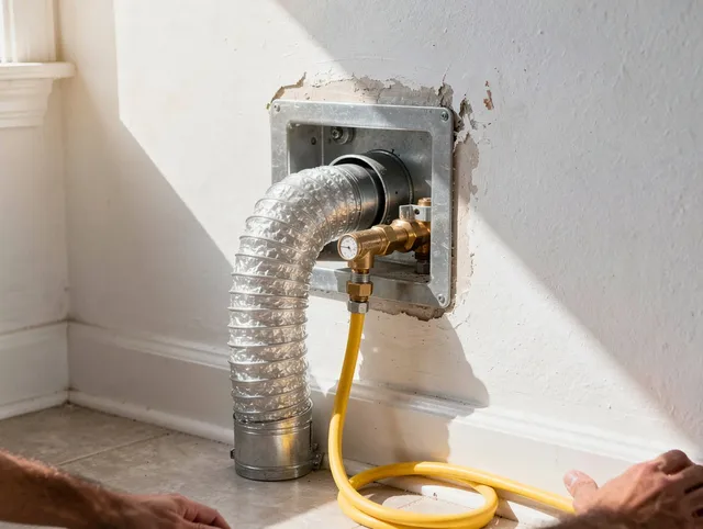 Lynwood Dryer Vent Cleaning certified technician performing specialized gas dryer vent cleaning in Lynwood
